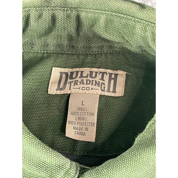 Duluth Trading Jacket Mens Large Green Canvas Fleeve Lined Warm Workwear Heavy - Picture 9 of 14